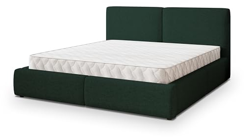 Masseno Polsterbett FELURO NV 120x200 cm, Doppelbett, Bettkasten, Stauraum, Lattenrost Und Kopfteil - Grün, Neve 37