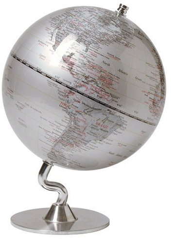 Kikkerland Globus für den Schreibtisch, 12,7 cm, silberfarben