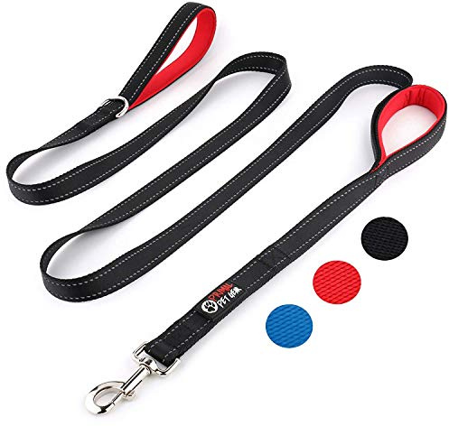 Primal Pet Gear Hundeleine, 2,4 m lang, schwarz, gepolstert, Zwei Griffe, robust, doppelte Griffe, Leine für Kontrolle und Sicherheit, für große Hunde oder mittelgroße Hunde, doppelte Griffe, Leinen
