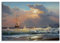 Paul Sinus Art 120x80cm Leinwandbild auf Keilrahmen Ölgemälde Strand Meer Wellen Segelboot Wolken Wandbild auf Leinwand als Panorama