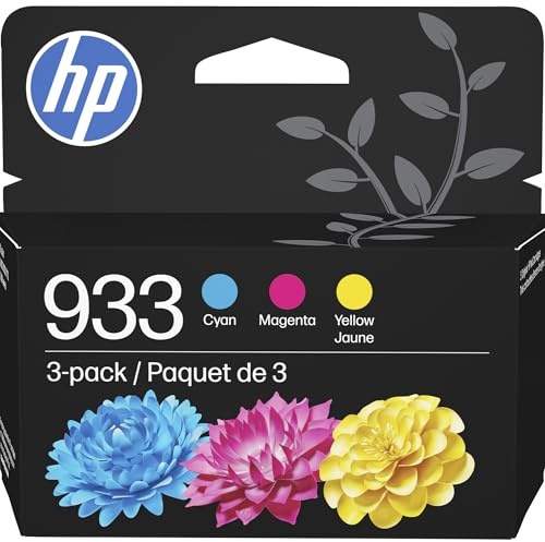 HP 933 Cyan, Magenta, Yellow Ink Cartridges | Works with OfficeJet 6100, 6600, 6700, 7110, 7510, 7610 | N9H56FN
