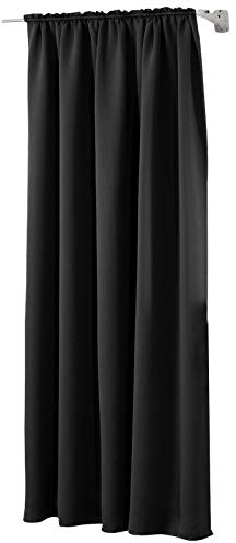 WOLTU Thermovorhang, Verdunklungsvorhang Blickdicht, Gardine mit Kräuselband für Schiene, Vorhang 250g/m² Schwere Wärmeisolierende, für Wohnzimmer Schlafzimmer, 140 x 245 cm, Schwarz