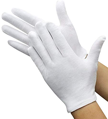 Baumwollhandschuhe, Handpflege, Arbeitshandschuhe, fusselfrei, Größe XL, 12 Paar, Weiß