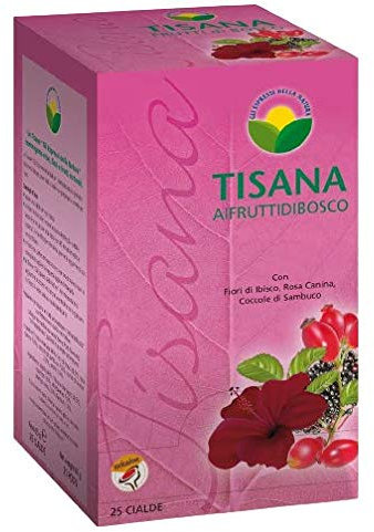 INFUSO MOLINARI AI FRUTTI - FIORI DI IBISCO, ROSA CANINA, COCCOLE DI SAMBUCO - Box 25 CIALDE ESE44 da 2.6g