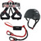 ALPIDEX Kletterhelm Klettergurt + Stubai Klettersteigset Basic 3.0, Farbe:Mountain Grey, Größe:Gurt - Universalgröße/Green Pepper