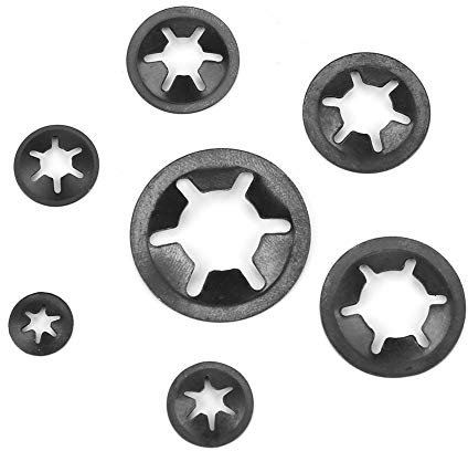 Akozon Juego de arandela de bloqueo para arandela de acero Hecho de 65# Acero de manganeso Arandela de bloqueo fija 3/4/5/6/8/10/12mm 260 pcs