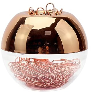 Magnetic Paper Clip Holder Rose Gold Paper Clip Dispenser with 100pcs Paper Clips for Office School Home Organizer Accessories Gift Idea (Rose Gold)