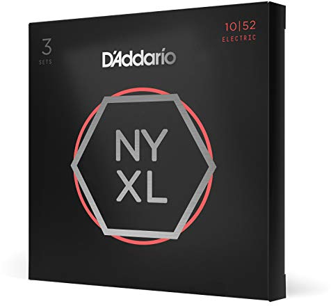 D'Addario NYXL1052-3P - Corde per chitarra elettrica con ferita in nichel, parte superiore chiara/fondo pesante, 10-52, 3 set