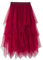 Geagodelia Tüllrock Damen Mädchen Elegant Weich Knielang/Lang Sommerrock Vintage Tütü Rüschen Tüll Rock One Size 36/38/40 F-47737 (Rot)