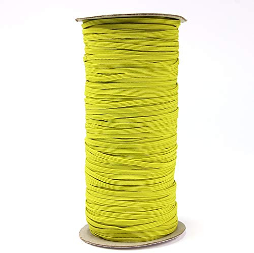 Urhome 3mm flaches Gummiband zum Nähen von DIY Schmuck Kleidung Nähzubehör | elastisches Wäschegummi Gummilitze mit hohe Elastizität | Schnur Gelb in 5 Meter Länge