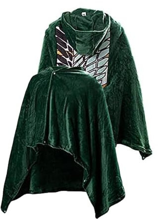 Scout Regiment Cloak Blanket Survey Corps Cape Hoodie Anime Cosplay Kostüm Outfit - Gr�n - X-Large