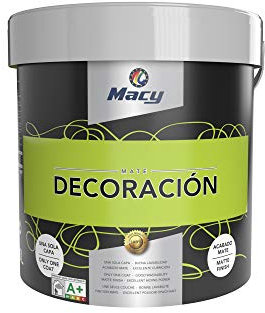 Macy Pintura Plástica Mate Decoración Interiores Excelente Cubrición, Acabado Perfecto. Color Lima. 15 Litros