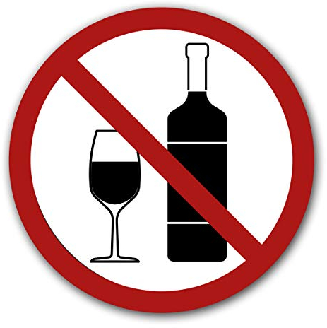 5 pegatinas de Prohibido consumir bebidas alcohólicas, 9,5 cm de diámetro, señales de advertencia con protección UV para exteriores e interiores