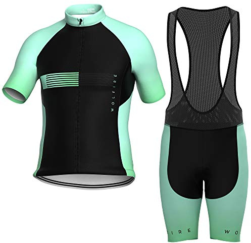 WOLFIRE WF Ropa Ciclismo Hombre, Traje con 20D Gel Pad Bib Acolchado, Maillot Verano, Equipación, Mallot y Culot MTB, Culotte