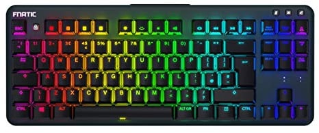 Fnatic miniSTREAK Tastiera da Gioco Pro Esports Meccanica RGB Retroilluminata a LED Interruttori Cherry MX Silent Red Layout Tenkeyless Portatile Piccolo e Compatto (UK, Layout Regno Unito)