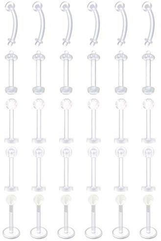 D.Bella Durchsichtige K枚rperschmuck 16G Piercing Retainer Flexible Cartilage Helix Daith Rook Tragus Piercing Retainer Bioflex Kunststoff Nasenseptum Lippe Augenbrauenringe Mix Retainers Set