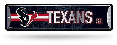 Rico Industries NFL Houston Texans Home Decor Metall-Straßenschild (10,2 x 38,1 cm) – ideal für Zuhause, Büro, Schlafzimmer und Männerhöhle – hergestellt