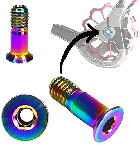 F26 Titan M5x15mm Fahrrad MTB / Rennrad Schaltwerk Schaltrollen Tuning Hollow SL Schraube (Rainbow Neochrome)