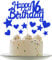 Personalised Happy 16th Birthday Cake Toppers Dark Blue Cake Decorations for Girls Boys 16th Birthday Cake Cupcake Topper, Glitter Cakes Decoration for 16 Birthday Anniversary Party Supplies