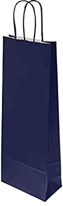 Florio Carta - Pacco da 25 Shopper per Bottiglie di Vino Colore Blu |Carta da 110 gr.| Dimensioni: 14x09x39 cm| Manico in Carta Ritorta Colorata | Disponibile in Vari Colori