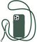 ZTOFERA Crossbody Lanyard Case for iPhone 13 Pro (6.1), Liquid Silicone Protective Phone Case with Strap Adjustable Neck Cord Necklace Soft Cover, Dark Green