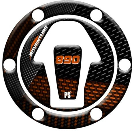 Paraserbatoio.it Adesivo effetto 3D Protezione Paraserbatoio resinato compatibile con PS KTM 890 Adventure R - Protezione tappo - Arancione v2