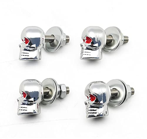 Totenkopf Schrauben für Nummernschild, 4 Stück Totenkopf Schrauben Motorrad Nummernschild Rahmen Befestigungsschraube Universal 3D Totenkopf Motorradschraube Nummernschild Rahmenschraube,2.5cmx2.5cm