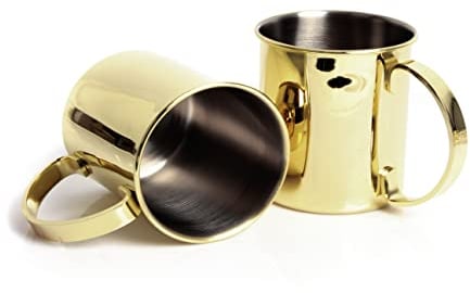 ECHTWERK 2-teiliges Kupferbecher-Set, Bruchsichere Edelstahl-Gläser, Cocktail-Set, Cocktailgläser perfekt für Gin, Vodka, Bier und Kaltgetränke, Geschenkset, Gold-Edition, 1000 ml