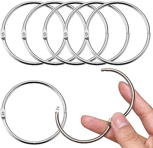 20 anelli per tende, anelli piatti con inserto scorrevole, in acciaio inox e plastica, per tende da doccia, diametro interno 50 mm (argento)