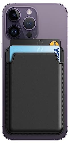 JETech Magnétique Portefeuille Compatible avec MagSafe pour iPhone 16/15/14/13/12 Séries, Porte-Cartes en PU, Stockez 1-2 Cartes (Noir)