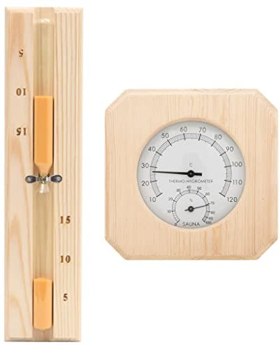 vidaXL 2-in-1 Sauna-Hygrothermograph und Sanduhr Set Massivholz Kiefer
