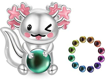 GNOCE Charm Perle Magischer Mexikanischer Axolotl Stimmung Charm 925 Sterlingsilber Beads Charms für Frauen und Mädchen Schmuckgeschenk