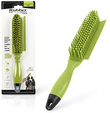 FuninCrea 2 in 1 Pet Hair Remover Brush, Portable Rubber Hand Brush Reusable Cat Dog Hair RemoverBrush Capture Dust Dirt from Carpets Clothes (Green)