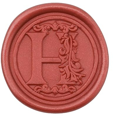 50 Stück Wachssiegelaufkleber, Selbstklebende Wachssiegelaufkleber Anfängliches Alphabet Wachssiegelaufkleber Kein Siegelstempel Erforderlich für Hochzeit Einladung Weihnachten (Rot, H)