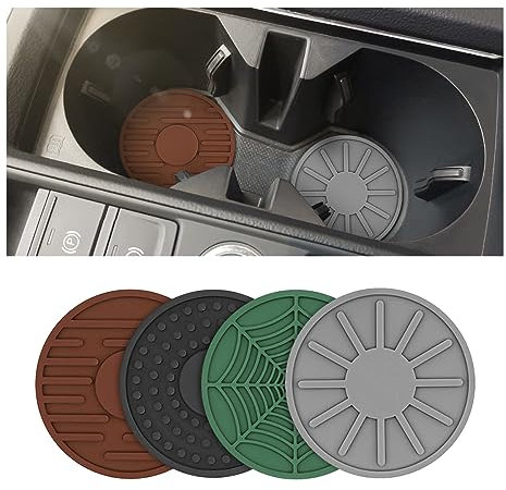 JNNJ 4 Stück Universal Auto Getränkehalter Untersetzer, Auto Tassenhalter Silikon Untersetzer Anti-Rutsch, Sun Dot Spider Stripe Design Auto Untersetzer(Gemischt)
