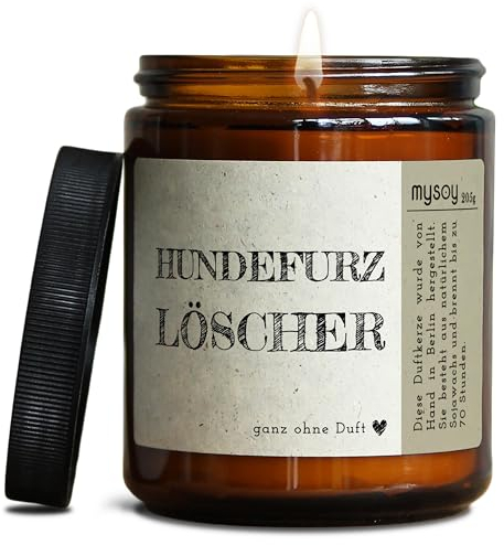 GLÜCKLICHT Duftkerze mit Spruch für Hunde Besitzer & Liebhaber | Handgemacht aus Sojawachs | In Geschenkbox | Nachhaltiges Geburtstagsgeschenk, Gast Geschenk Freunde Dog Mom BFF |Ohne Duft
