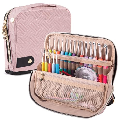 MYBAGZING Empty Crochet Hook Case - Crochet Hook Organizer Case Stand Up (Upgraded) -Corchet Organizer - Crochet Hook Holder for Knitting & Crochet Supplies, Crochet Needles, Crochet Accessories
