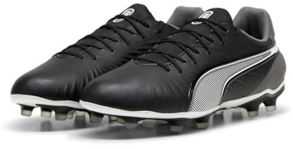 PUMA Unisex Adults King Match FG/AG Soccer Shoe, PUMA White-BLUEMAZING-Flat Light Gray, 6.5 UK