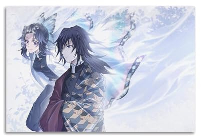 Impr Anime-Poster, Motiv: Dämonentöter, Tomioka Giyu, dekoratives Gemälde, Leinwand, Wandposter und Kunstdruck, moderne Familienschlafzimmer-Dekoration, Poster, 50 x 75 cm
