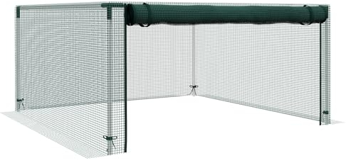 Outsunny Jaula de Cultivo Jaula de Protección con Soportes de Acero Puerta con Cremallera para Proteger Las Plantas Flores en Patio Jardín Terraza 125x125x62,5 cm Verde