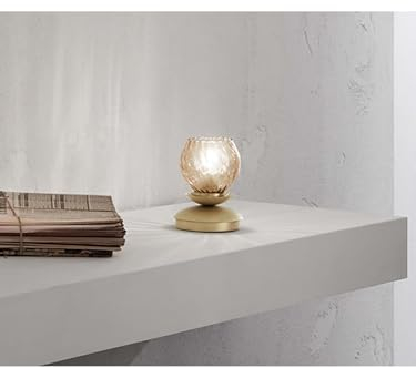 Generico Lámpara de noche Lumetto de latón con cristal ámbar de murano DP298 para dormitorio, salón, dormitorio, sala de estar