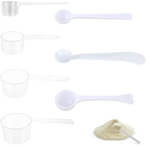 LDBKLGHJ Set da 7 Pezzi Misurini - Set di Misurini Grammi, Misurini Proteine, Misurino Cucchiaio Dosatore - Misurini Cucina Multifunzionali in Materiale PP di Alta Qualità