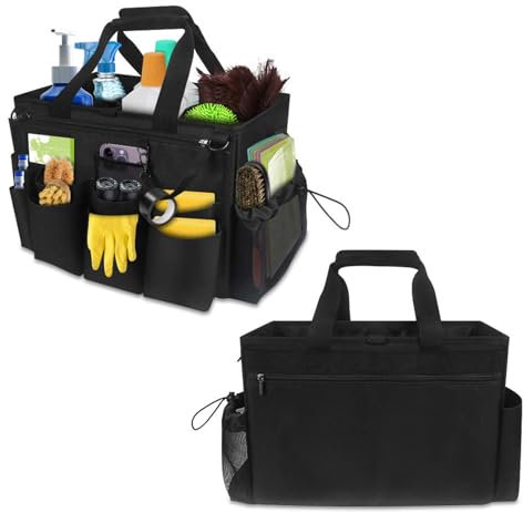 Sonhomay Organiseur de fournitures de nettoyage avec poignée et poche zippée - Sac fourre-tout avec bandoulière et sangle de taille - Sac de ménage pour nettoyeurs et femmes de ménage