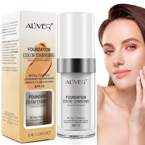 Colour Changing Foundation Cream - Flawless Liquid Cover Fluid Hides Wrinkles & Lines, Covering Imperfections for All Skin Types - 30ml