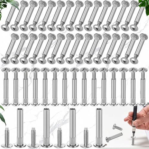 Mikqky 100 Pezzi Viti Di Collegamento, Viti Del Manicotto, Connettori Per Armadi a Vite, Mobili 31-40 Mm Connettori, Viti Per Raccordo Mobili, Per Mobili, Armadi, Credenze, Assi Di Legno (M8)