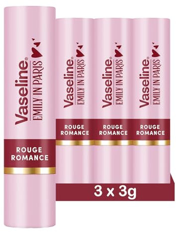 Vaseline x Emily in Paris Rouge Romance | Feuchtigkeitsspendender Lippenbalsam | Limited Edition | (3er Pack Rouge Romance)