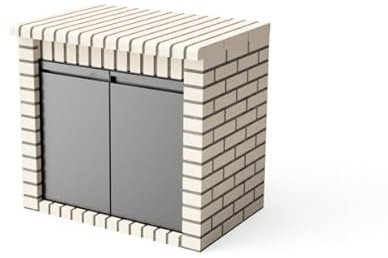 MAESTRO FERRETERO MOVELAR - Módulo Caballete Lateral para Barbacoa de Obra Prefabricada Modelo VOLTERRA con Puertas (95,5 x 70 x 88 cm) - Uso en Exteriores (Gris/Beige)