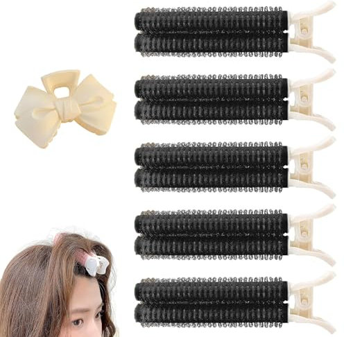 Clips Velcro pour cheveux, clips volume pour racines, pinces à cheveux Velcro volumisantes (noir, 5 pièces)