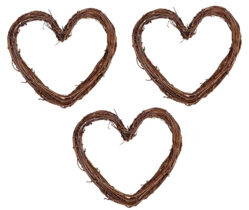 Garneck 3St Herz Girlande Weihnachtsbaum-Anhänger Herz Weinrebenkränze zum Basteln Weihnachtstürkranz weihnachtsdeko winterdeko Weihnachtsschmuck Weihnachtsbaum Rattan Brown