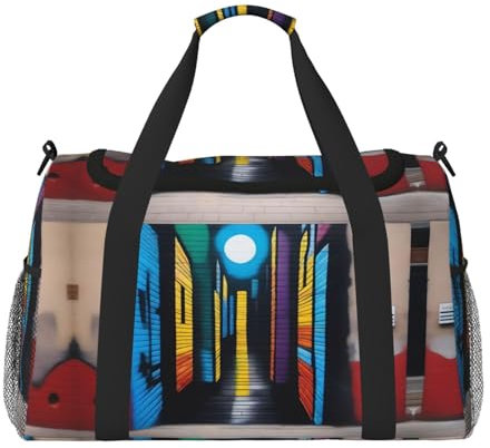 XZDAL Street Art Crossbody-Tasche mit großem Fassungsvermögen und strapazierfähigem Nylon-Reißverschluss und verstellbarem Riemen, Schwarz , Einheitsgröße